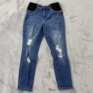 Maternity Judy Blue Women's Skinny Jeans - Blue with Black Accents